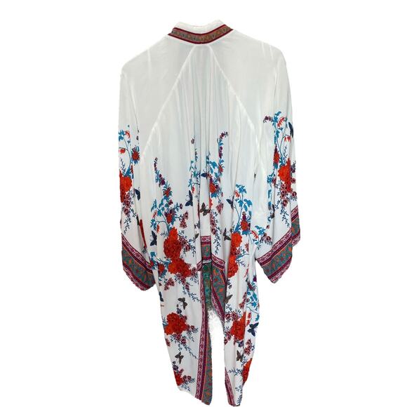 Flying Tomato Boho Floral Kimono Cardigan M/L Open Front Rayon Festival Duster - Picture 3 of 8